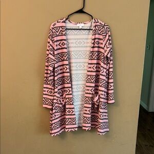 LuLaRoe Pink and Black Patterned Cardigan